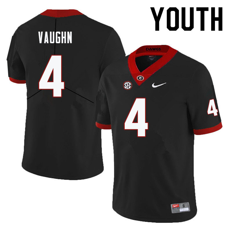 Georgia Bulldogs Youth Sam Vaughn #4 Black Stitched College UGA Football Jersey 23ST012MA